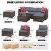 5-Piece Wicker Patio Furniture Set - Outdoor Rattan Sofa with Anti-Slip Cushions & Glass Table - Patio Conversation Set for Porch, Garden - 3 of 4