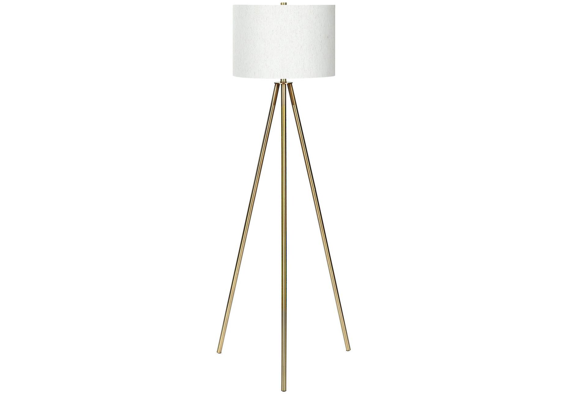 HomeRoots 63" Matte Gold Floor Lamp with Cream Drum Shade