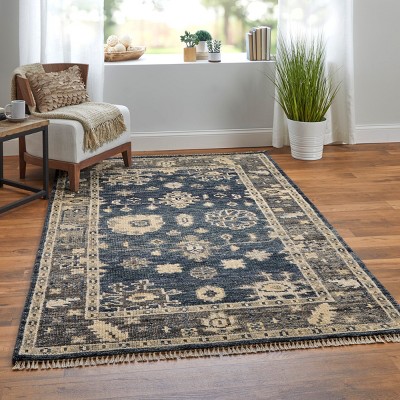 Fillmore Blue and Gray Hand-Knotted Wool Area Rug
