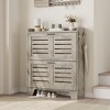 Shoe Cabinet Storage for Entryway, Narrow Shoe Cabinet with 2 Flip Drawers, Freestanding Hidden Slim Shoe Organizer Cabinet with Hooks - 3 of 4