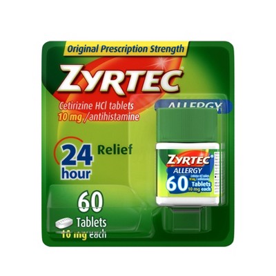 Zyrtec 24 Hour Allergy Relief Tablets - Cetirizine Hcl - 60ct : Target