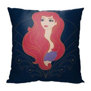 Disney Little Mermaid Ariel Art Deco Throw Pillow 18x18 Inches - 1 of 2