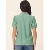 Seta T Women's Back Button Dressy Casual Ruffle Neck Summer Puff Sleeve Eyelet Tops - 4 of 4