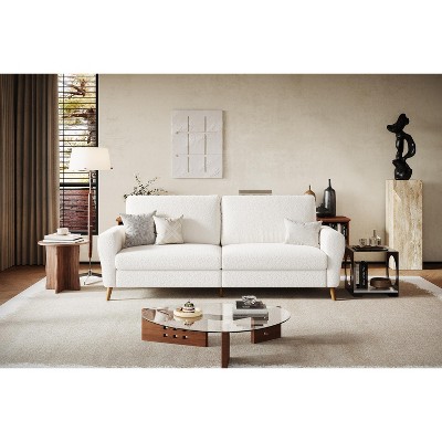 84" 3 Seater Sofa Couch for Living Room, Modern Loveseat, Boucle Sofa with Deep Seats, Wide Armrests, Wood Legs, Easy Assembly