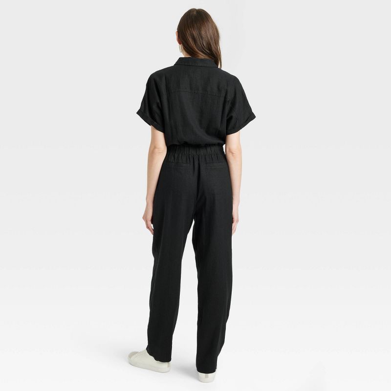Women's Short Sleeve Linen Boilersuit - Universal Thread™, 3 of 12