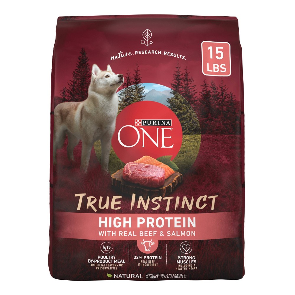 Purina ONE SmartBlend True Instinct High Protein with Real Beef & Salmon Adult Dry Dog Food - 15lbs