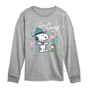 Boys' - Peanuts - Snoopy Camping Long Sleeve Graphic T-Shirt - 1 of 4