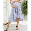Coolmee Women's Maternity Maxi Skirt High Waist Boho Floral Fashion Ruffle Casual Flowy Swing Pleated A Line Long Skirts - 2 of 4