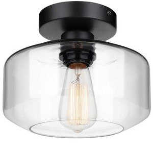 Itopfox Industrial Semi Flush Mount Ceiling Light with Clear Glass Shade Farmhouse Vintage Hanging Fixture for Hallway, Kitchen, Bedroom - 1 of 4