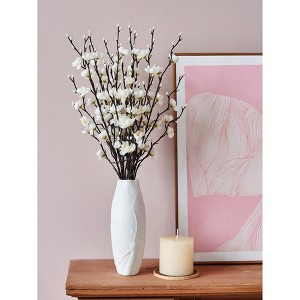 Attop 8pcs Artificial Flowers White Plum Blossom 21.7'' Fake Winter Sweet Long Stem Plastic Flowers Home Decor - 1 of 4