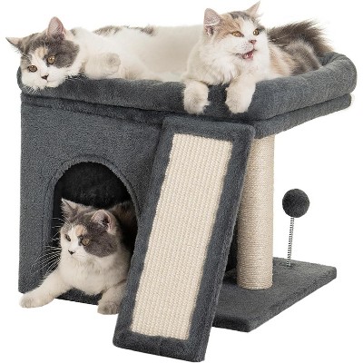 14‘’ Cat Tree Tower with Scratching Post, 20 * 16.5in Perch Bed for Large Adult Cats, Condo Cave for Indoor Small Medium Kittens