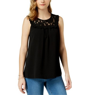 maison Jules Womens Ruffle Lace Pullover Blouse