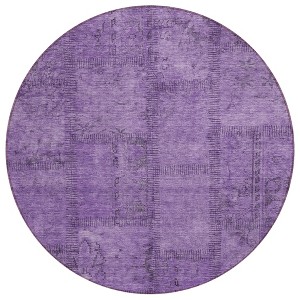 Purple Eggplant And Gray Patchwork Washable Indoor Outdoor Area Rug - 1 of 4