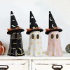 Racxily Set of 3 Halloween Decorations Indoor, Ceramic Ghosts with Witch Hats, Cute Spooky Halloween Ghost Figurines for Mantel, Tabletop - 4 of 4