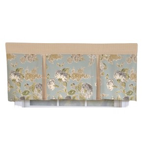 RLF Home 3" Rod Pocket High Quality Fabric Floral Essence Pleated Valance for Windows 50" x 16" Blue - 1 of 4