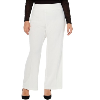 I.N.C International Concepts Womens Solid Casual Wide Leg Pants, White, 14W