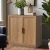 [31-inch | Modern Minimalist]Double Door Black Wood Grain Storage Cabinet (Glass Doors + Storage Compartments) - 3 of 4