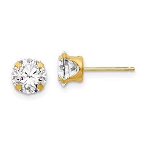 Black Bow Jewelry 6.5mm Round Cubic Zirconia Stud Earrings in 14k Yellow Gold - 1 of 4