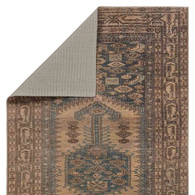 Reeves Vintage Medallion 3' x 26' Blue Synthetic Area Rug
