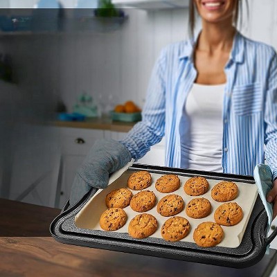 Black 10x10 Cast Iron Reversible Griddle Grill Pan with Press