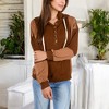 Anna-Kaci Women's Waffle Knit Hoodie with Long Sleeves Featuring Contrast Patchwork Casual Pullover Top - 2 of 4