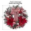 24 Inch Lighted Christmas Wreath with Golden Christmas Balls Ornaments, Pre-lit Xmas Wreath Battery Operated for Front Door Gate - 2 of 4