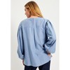 June + Vie by Roaman's Women's Plus Size Puff Sleeve Chambray Jacket - 3 of 4