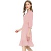 Allegra K Women's Solid Ruffle Hem 3/4 Sleeve A-Line Smocked Short Chiffon Dress - 4 of 4
