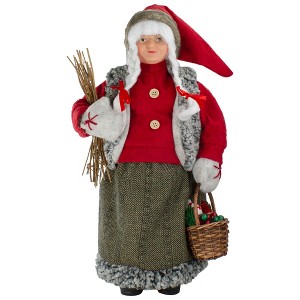 Northlight 18" Mrs. Claus Carrying a Basket and Twigs Christmas Figure - 1 of 4
