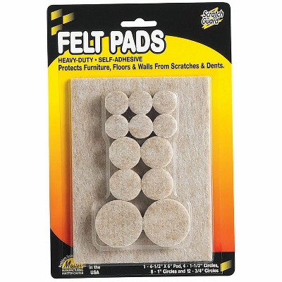 1 in. Beige Round Felt Heavy Duty Self-Adhesive Furniture Pads (16-Pack)