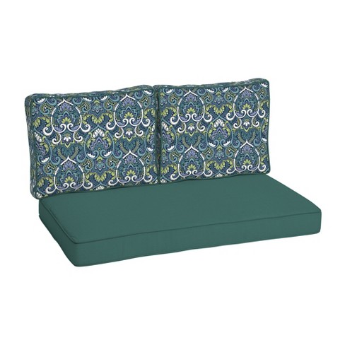 Arden Selections Reversible Outdoor Loveseat Cushion Set 46 X 26 Sapphire Aurora Blue Damask Target