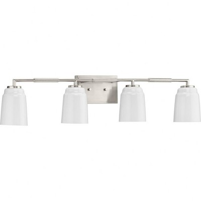 Brushed Nickel 4-Light Vanity with Opal Glass Shades