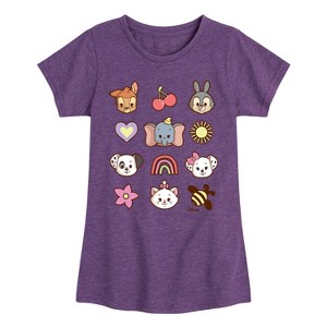 Girls' - Disney Classics - Character Group With Icons Fitted Short Sleeve Graphic T-Shirt - 1 of 4