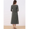 cheibear Women's 3/4 Sleeve V Neck Full Length Sleep Nightdress with Pockets - 3 of 4
