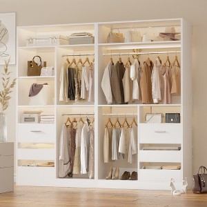 Aheaplus 72'' Set of 2 Freestanding Closet System with 6 Drawers and 4 Hanging Rods, Reversible Wardrobe with Shelves - 1 of 4