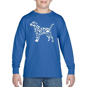 LA Pop Art Boy's Word Art Long Sleeve - Dog Paw Prints - 1 of 4