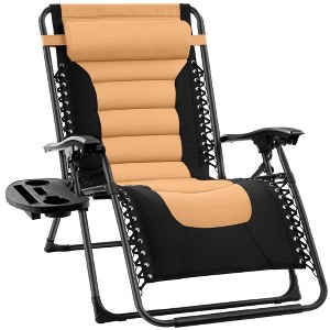 Best Choice Products Oversized Padded Zero Gravity Chair, Folding Outdoor Patio Recliner w/ Side Tray - 1 of 4