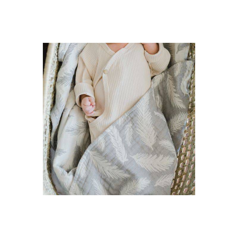 Crane Baby Cotton Muslin Jacquard Baby Reversible Blanket, 6 of 11