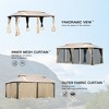 DOMETOUR 10x20FT Outdoor Gazebo with Double Roof, Curtains, Nettings, Heavy Duty Metal Frame for Patio, Backyard, Deck, Lawn, Brown - 3 of 4