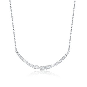 Guili 1.96ct White Gold Plated Lab-Created Moissanite Curved Bar Necklace - Elegant and Sparkling Jewelry for a Modern Touch - 1 of 2