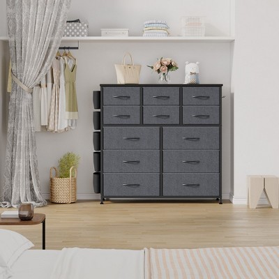 Garvee 12 Drawer Dresser for Bedroom,Tall Fabric Dresser with Side Pockets and Hooks