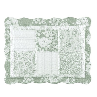 Collections Etc Eden Floral Patchwork Scalloped Edge Pillow Sham