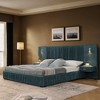 GDFStudio Orla Modern Pleated Chenille Upholstered Bed with Built-in Bedside Table and Lamp - 2 of 4