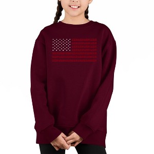 LA Pop Art Usa Flag - Girl's Word Art Crewneck Sweatshirt - 1 of 3