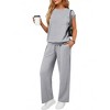 Pinspark 2 Piece Sets for Women Summer Lounge Set Cap Sleeves Sweatsuit Cropped Wide Leg Pants Matching Travel Tracksuit - 4 of 4