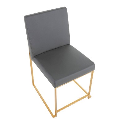 Elevated Fuji Gold Metal Frame Side Chair with Grey Faux Leather
