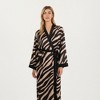 Anna-Kaci Lounge Women's Long Satin Zebra Print Robe with Contrast Trim and Waist Tie - One Size Fits Most, Brown - 2 of 4
