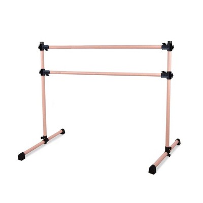 Yes4All 5 Foot Portable Double Aluminum Freestanding Premium Ballet Barre for Kids and Adults with Anti Slip Rubber Foot and Carry Bag, Rose Gold
