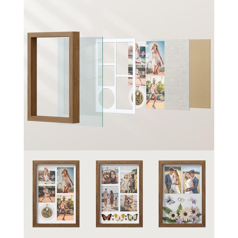 SONGMICS A4 Shadow Box Frame, 1.3-Inch Deep Memory Display Case for Desk Wall Decor, Box Picture Photo Frame, 4 of 8
