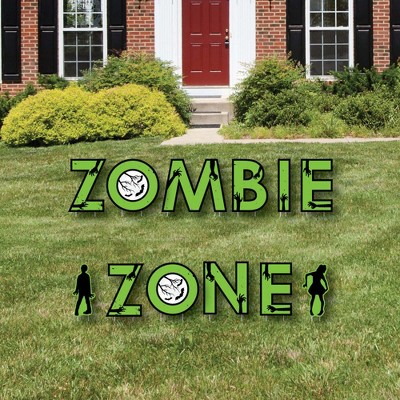 Big Dot of Happiness Zombie Zone - Yard Sign Outdoor Lawn Decorations - Halloween or Birthday Zombie Crawl Party Yard Signs - Zombie Zone